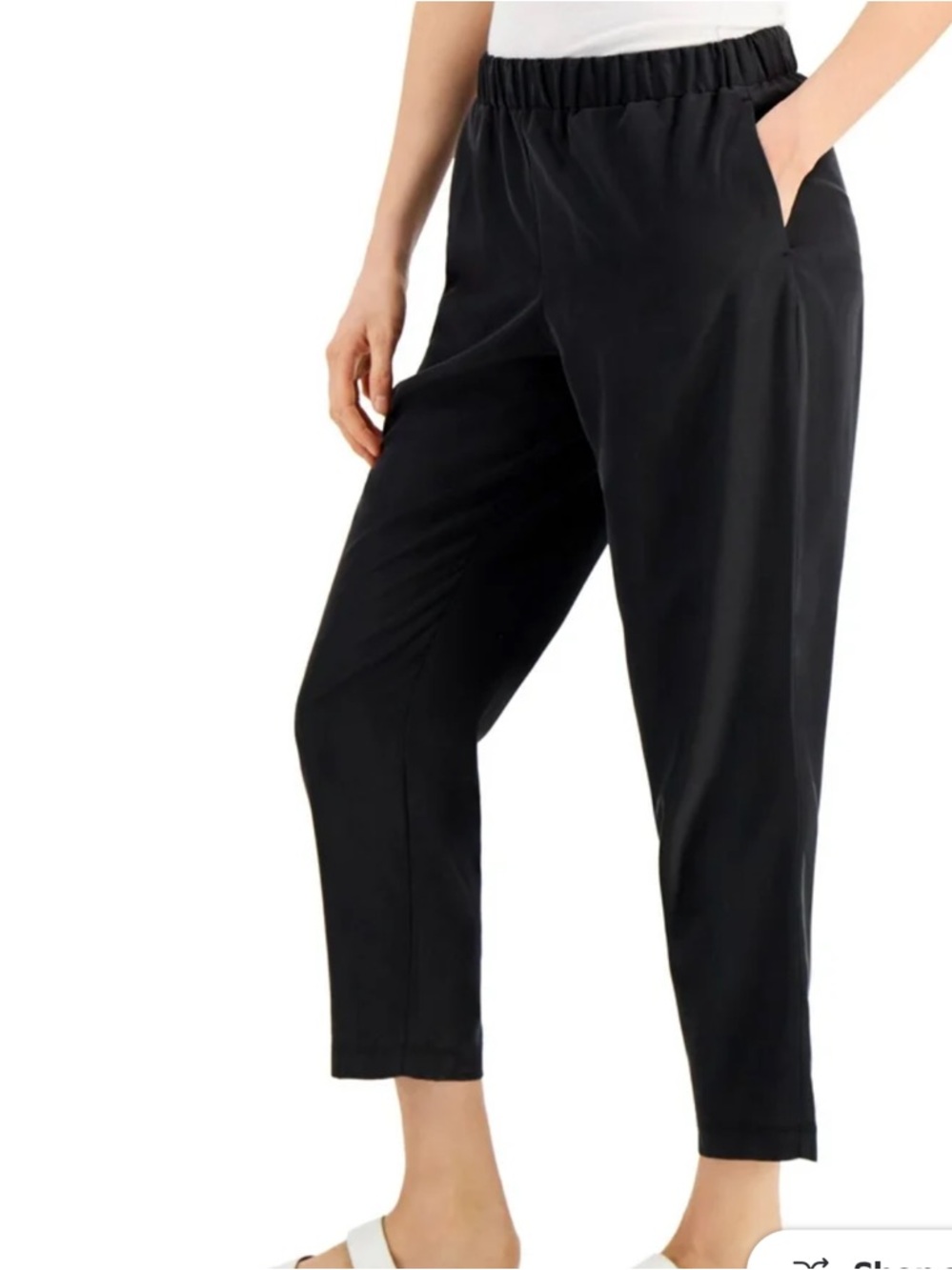 NWT ALFANI Womens Black Elastic Waist Pull On Ankle Cropped Pants SZ 3X - Picture 2 of 9